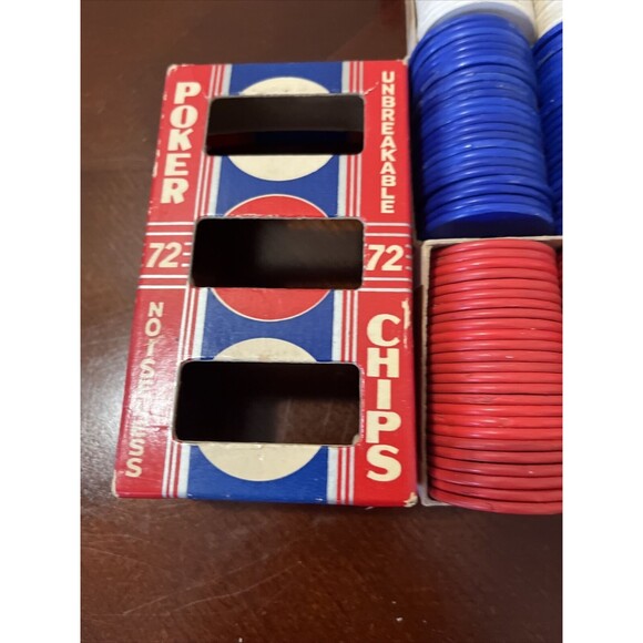 Lot of 3 Boxes Vintage Poker Chips Unbreakable Noiseless 72 Assorted - Picture 3 of 4